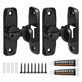 uxcell 90/180 Degree Barn Door Lock, 2 Set No Drilling Zinc Alloy Flip Gate Sliding Latches, Portable Security Door Lock Latch for Kitchen Cabinet Push/Sliding/Barn Door, Black