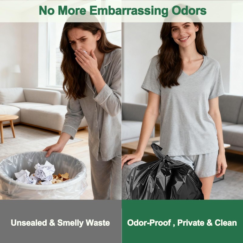 Adult Diaper Disposal Bags, Extra Thick, Black, Small 100 Count