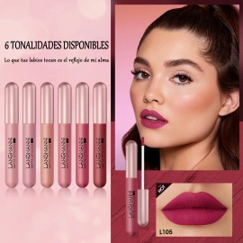 6 Colores De Lápiz Labial Mate De Terciopelo Líquido Mix