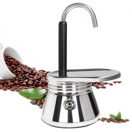 DITOSH 4 Cup Single Tube Moka Pot Stainless Steel Stovetop Espresso Maker Cafeteras Italian Percolator Espress Makers Capable Greca Mocha Coffee Machine for Induction Home 310ml 10.5oz