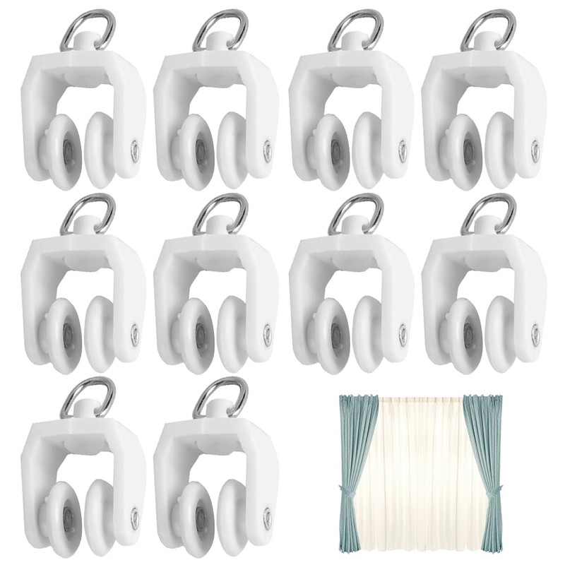 50pcs Curtain Track Rollers Hooks Ceiling Curtain Track Hooks Heavy-Duty
