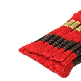 UMC STAG Pack of 50 Popular Colours Premium Embroidery Thread | 100% Egyptian Cotton Premium Skeins | Cross Stitch Embroidery Floss | Oeko TEX Certified| (24, 24 Skeins Red)