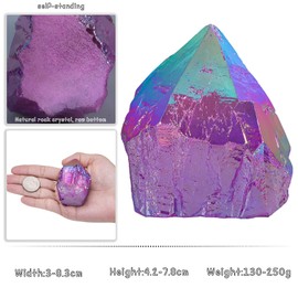 SUNYIK Purple AB Titanium Coated Rock Quartz Cluster Irregular Crystal Geode Stone Specimen Decor for Home Office Meditation, 1.6-3"