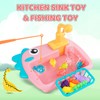 Kitchen Sink Toy Set with Fishing Game, Flowing Water Dishwasher,