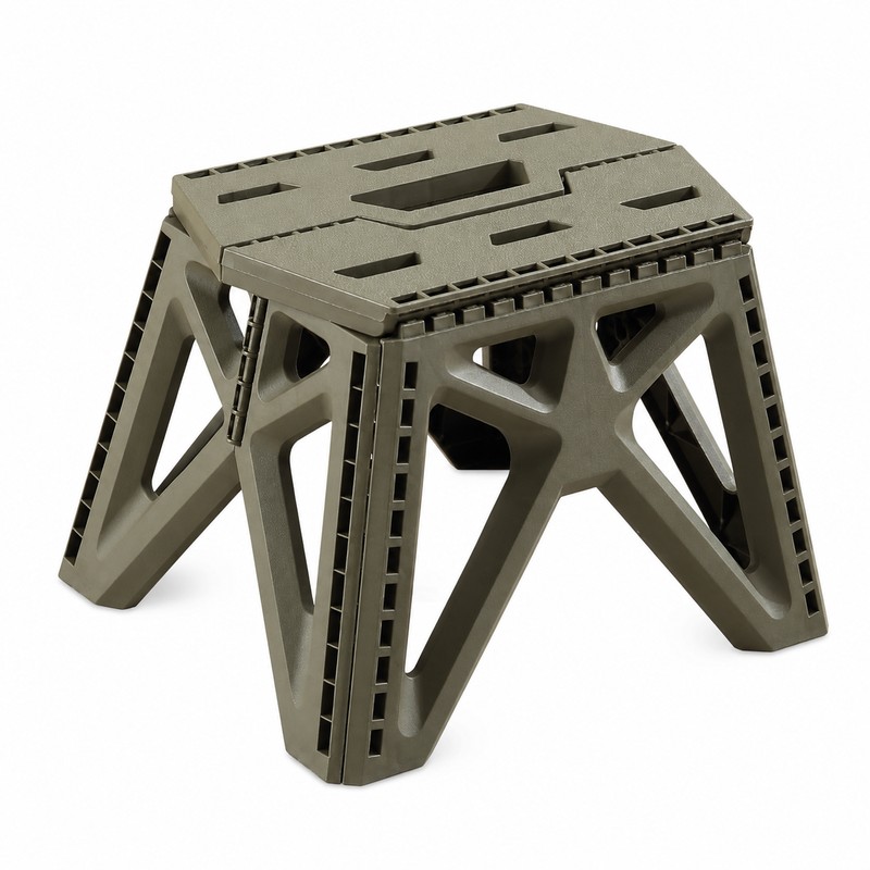 Folding Camp Stool for Outdoor Seating - Compact Plastic Seat