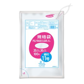 Oldi LR025-11 Transparent Plastic Bags, 7.9 x 11.8 inches (20 x 30 cm), Thickness 0.00001 inches (0.025 mm), No. 11 Polybag with Drawstring, Pack of 100