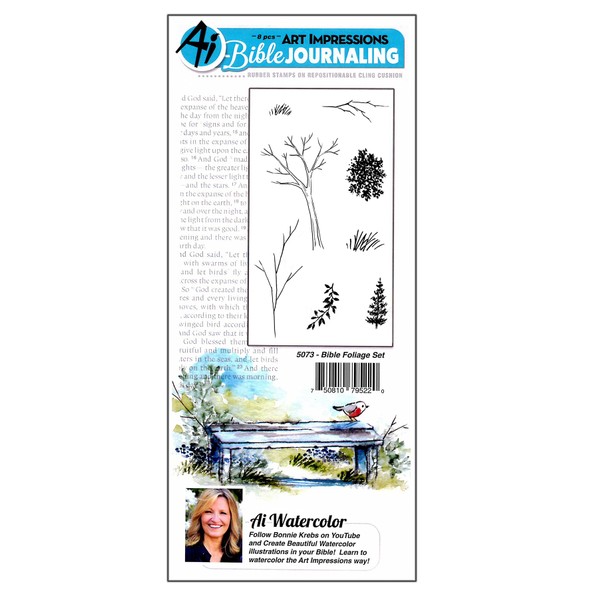 Art Impressions Journaling Watercolor Rubber Stamps-Bible Foliage