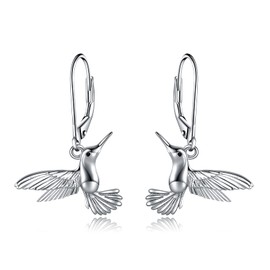Hummingbird Earrings 925 Sterling Silver Hummingbird Leverback Dangle Drop Earrings Hummingbird Jewellery Gifts for Women Girls, Sterling Silver, Not known.
