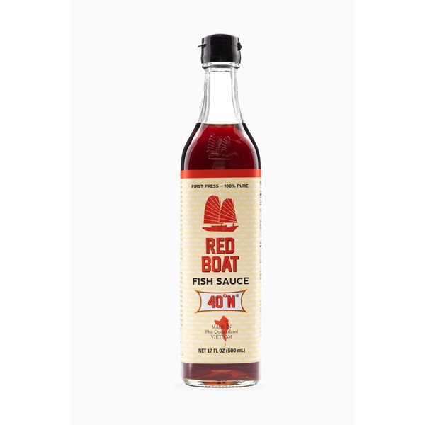 Red Boat Fish Sauce | Premium 40°N fish sauce sustainably made with just two ingredients in Vietnam | Keto, Paleo, & Whole 30 friendly | Gluten and sugar free with no preservatives | 17fl oz. bottle (Pack of 2)