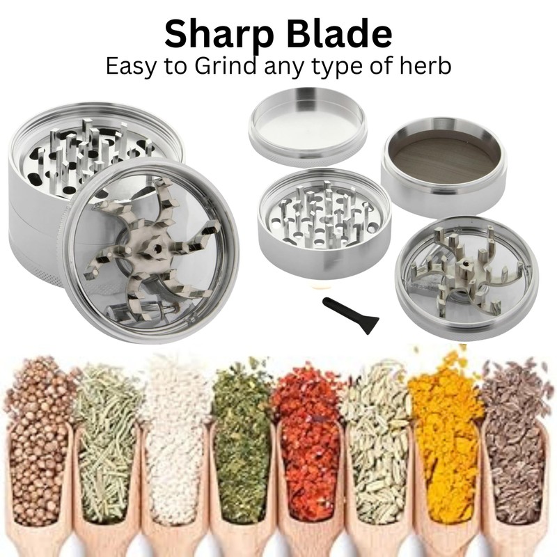 Glamified 2.5" 4 Pieces Hand Cranked Clear Top Herb Grinder