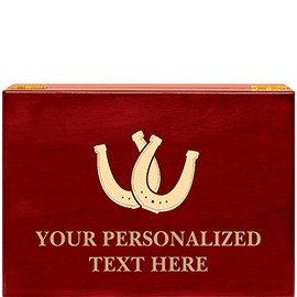 Crown Awards Horseshoes Rosewood Humidor Gift, Customize with Your Own Text Engraving Prime