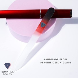 Czech Glass Nail File for Natural Nails, Thoughtful Teacher Appreciation Gifts, Gentle Precise Red Crystal Nail Filer with Case - Bona Fide Beauty Czech Glass Nail File