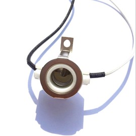 FINELED E11 Mini-Candelabra Screw Ceramic Lampholder Socket,E11 Mini Porcelain Candelabra Base Socket with 8 inch Lead Wires for Light Bulbs (1PACK)