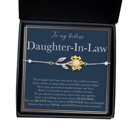 To My Daughter in law Christmas Gifts for Daughter in law Bracelet, 925 Sterling Silver Sunflower Bracelet ﻿Christmas Gifts for Daughter in law Teenage Girls, Jewelry Gifts from Mother in law,