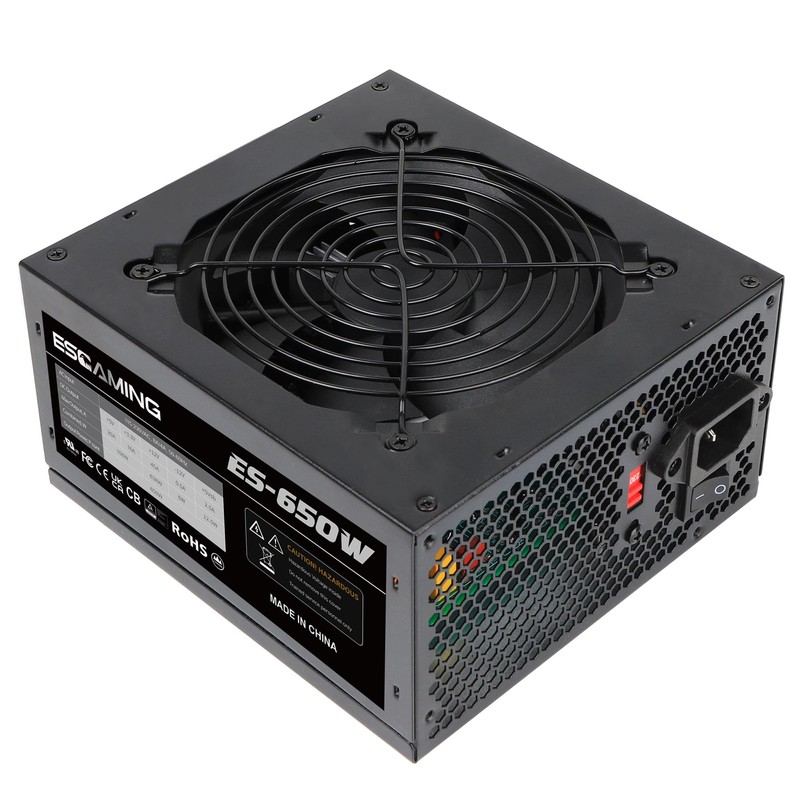 ESGAMING 650W PSU - Non-Modular ATX Power Supply with Auto-Thermally