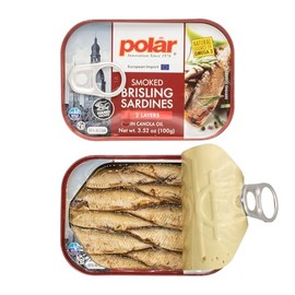 MW Polar Smoked Brisling Sardines in Canola Oil, 3.52 oz Can, Wild Caught (Pack of 12)