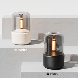Candlelight Style Aroma Diffuser 120mL Mist Humidifier Warm White Night Light Quiet Essential Oil Diffuser Cool Mist Air Humidifier for Desktop Home Office Bedroom Car