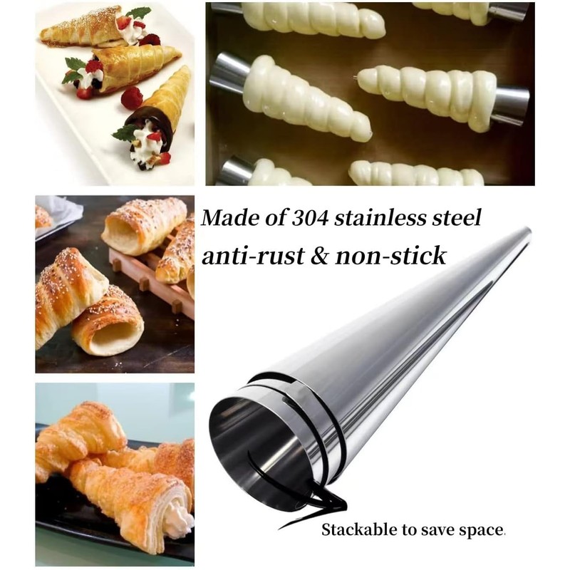 AMBESTAR Large Cream Horn Molds 5-inch, 16 PCS Cream Horns
