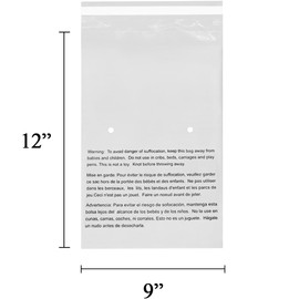 EcoSwift - 9” X 12” (15 Count) Self Seal Clear Poly Bags with Suffocation Warning for Packaging, Shipping - Permanent Adhesive