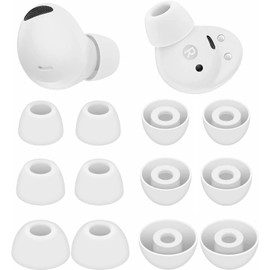 Rqker Ear Tips Compatible with Galaxy Buds 2 Pro Earbuds SM-R510, 6 Pairs S/M/L Sizes Soft Silicone Replacement Tips Earbuds Tips Eartips Compatible with Galaxy Buds 2 Pro SM-R510, White
