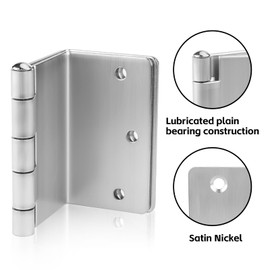 Haidms 3 Pack Offset Hinges 3.5 Inch Satin Nickel Swing Clear Offset Door Hinge with 1/4'' Radius Corner for Heavy Duty Exterior Interior Doors