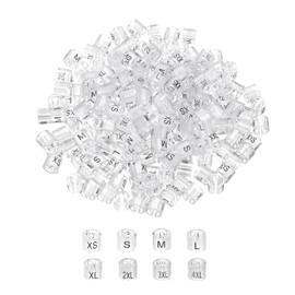 MECCANIXITY Clothes Hanger Marker XXS/XS/S/M/L/XL/2XL/3XL Size Tag Fit 3mm Rod Transparent for Garment Clothing Color Coding, 200Pcs