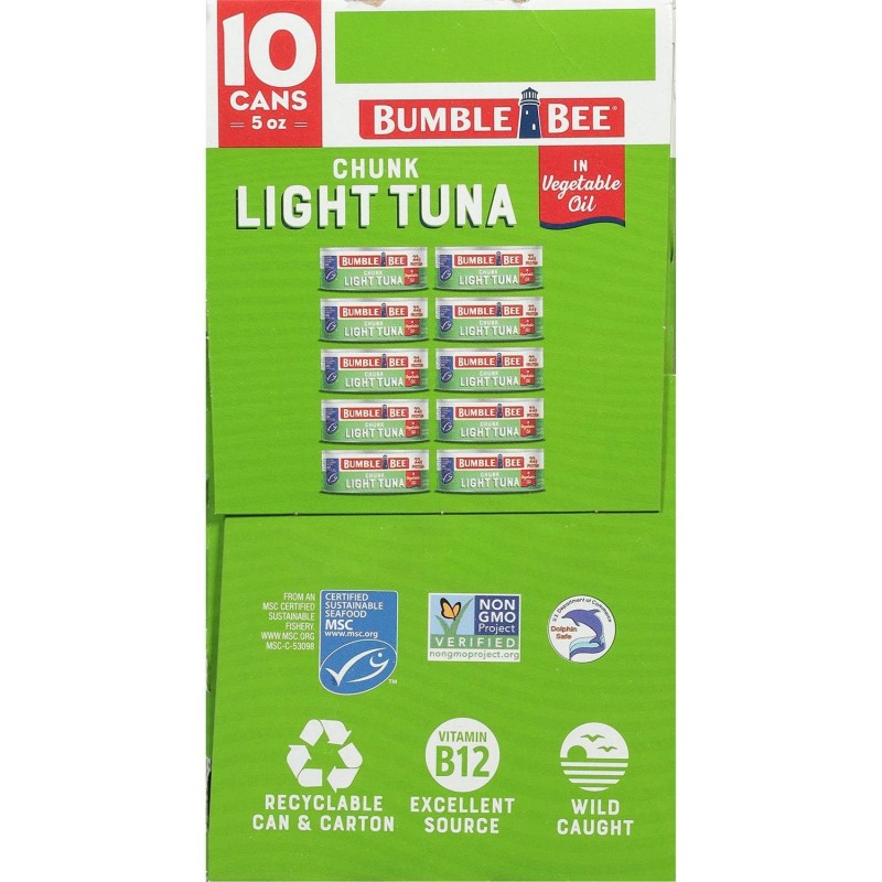 Bumble Bee Chunk Light Tuna in Oil 5oz Cans, 10-Pack