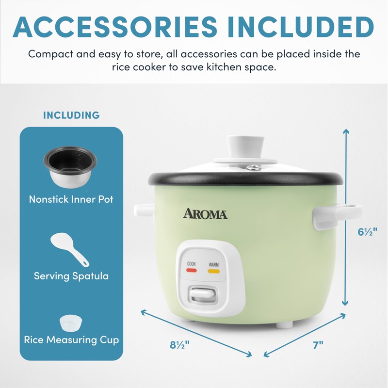 AROMA® Mini Rice Cooker, 2-Cup (Uncooked) / 4-Cup (Cooked), Grain