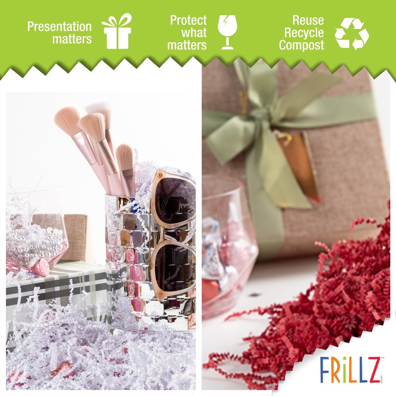 FRILLZ Crinkle Cut Paper Shred Filler for Baskets, Gifts, Packing