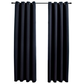 YITHOPI Blackout Curtains with Rings 2 pcs Black 54"x95" Fabric，Window Treatments Drapes for Living Room, Bedroom, for Yard, Patio, Villa, Parlor,