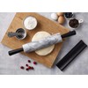 JEmarble Rolling Pin-Plastic Handles(White)(Premium Quality) Polished Surface 18-inch(10"Barrel) Genuine Stone