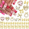 RODAKY 30PCS Gold Nail Charms 3D Butterfly Bow Nail Art