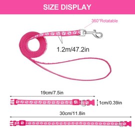 Puppy Collar, Dog Collar and Lead Set, Soft Dog Collar, Adjustable Pet Dog Collar, Pet Cat Collar Leash, Small and Medium Dog Collar Leash, Adjustable Paw Print Puppy Collar