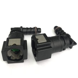 Fuel Line Connector Female Bundy to Hose Barb 90 Degree Quick Release Connect for 1/4" Steel to 1/4 ID 5/16 OD Nylon Tubing