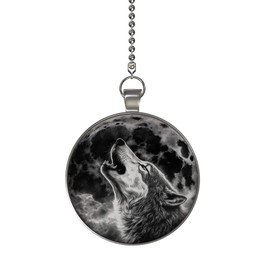 Gotham Decor Wolf in The Mist Glow in The Dark Ceiling Fan and Light Pull Chain Pendant