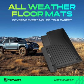 YHTAUTO Floor Mats Compatible with Rivian R1S 2022-2024 Adventure 2022 Explore Launch Edition, TPE Floor Liners All-Weather Protection Custom Fit, 1st & 2nd Row, Set of 3