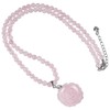 TUMBEELLUWA Carved Rose Flower Pendant Beaded Necklace, Healing Crystal 4mm