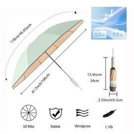 Sun Relief Design Handle Folding Inverted Reverse Umbrella ,Outdoor Rain/Sun/99 UV Protection/UPF 50 Blocker Compact Windproof/Waterproof Auto Open/Close,Portable Golf Parasol Stylish and Colorful