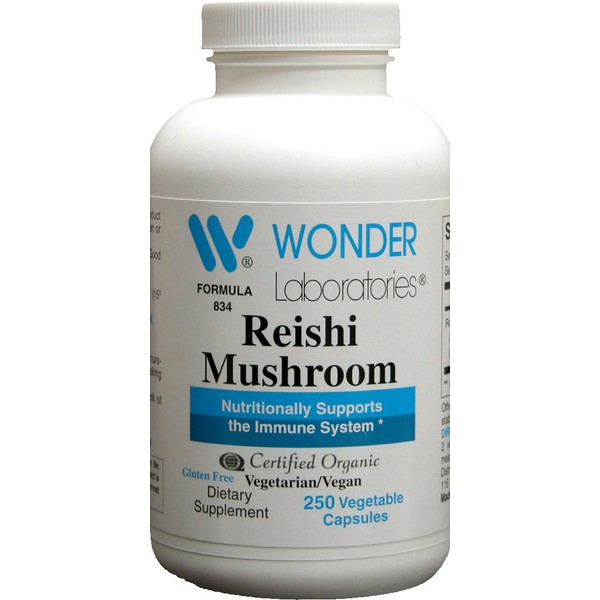 Wonder Labs Reishi Mushroom Ganoderma Lucidum, Nutritionally Supports Immune System -250 Vegatarian/Vegan Capsules