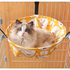 SHENGOCASE 2-Pack Cat Hammock Lounge Cat Hanging Bed for Cage Kennel Chair with Metal Frame, Adjustable Straps (Orange)