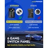 Auxpower 6 Gang Switch Panel Toggle Momentary Pulsed Led Switch