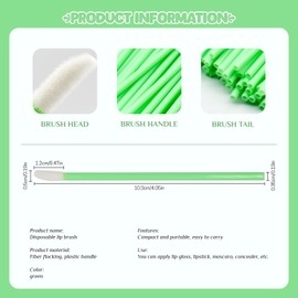 PAITOK Disposable Lip Brushes Wands,200 PCS Lip Applicator Disposable Lipstick Brush Applicator Lip Gloss Concealer Brushes Makeup Tools for Lips Eyes (Green)