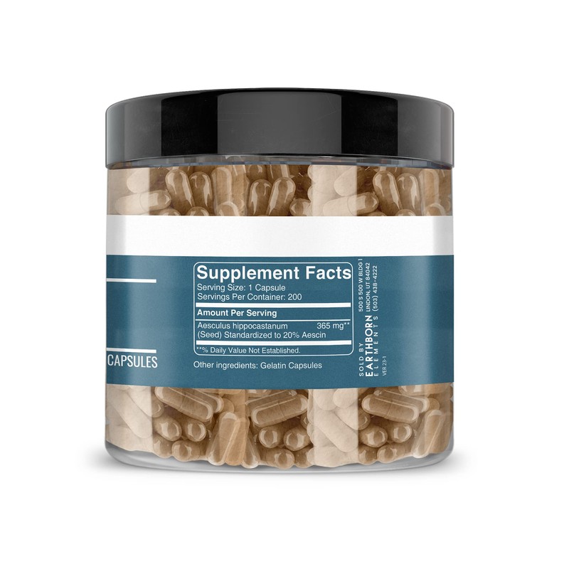 Earthborn Elements Horse Chestnut 200 Capsules, Pure & Undiluted, No