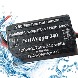 Stop-Alert FastWagger 240w - Headlight Safety alternating flasher module electronic Wig Wag strobe controller relay - LED Incandescent Xenon Halogen HID Car Police Emergency Trucks 10A 12-24V 250FPM