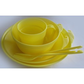 INOUE PLA Q 1 Person Tableware Set, 6-Piece Set, Yellow