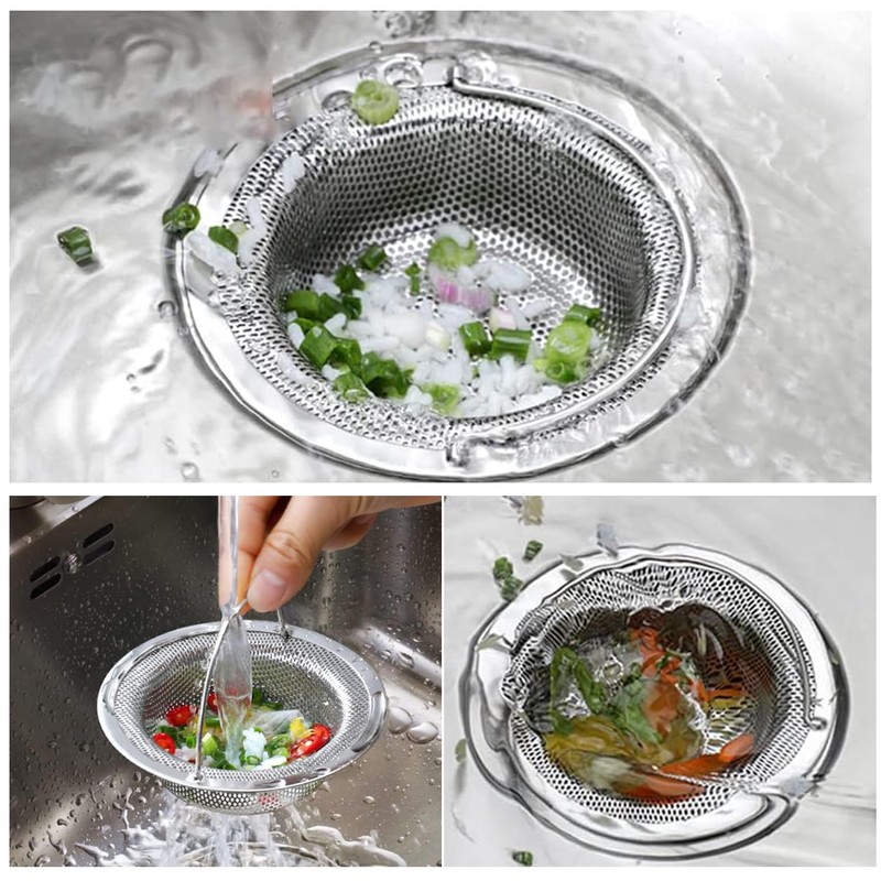 2 Pack Kitchen Sink Strainer, Stainless Steel Sink Strainer With