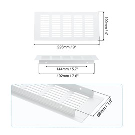 PATIKIL 9 x 4 Inch Door Air Vent Cover, 1 Pcs Heavy Duty Aluminum Grille Ventilation Cover Louvered with Mounting Screws for Cabinet Wardrobe Door, Silver