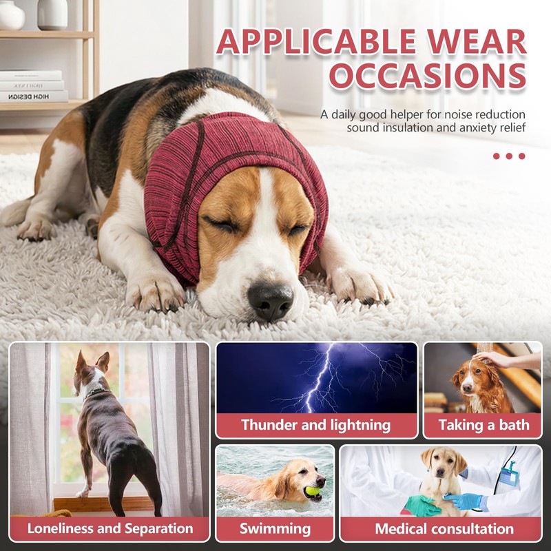Quick-Dry Dog Ear Cover for Ear Protection & Hematoma,L,Red