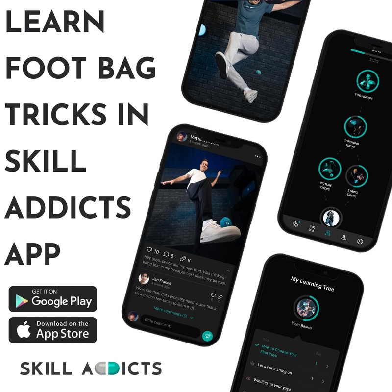 Skill Addicts Footbag - Turquoise Black (Freestyle Foot Bag for