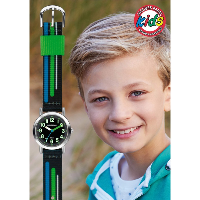 JACQUES FAREL KPS 403 Children's Analogue Quartz Watch with Fabric